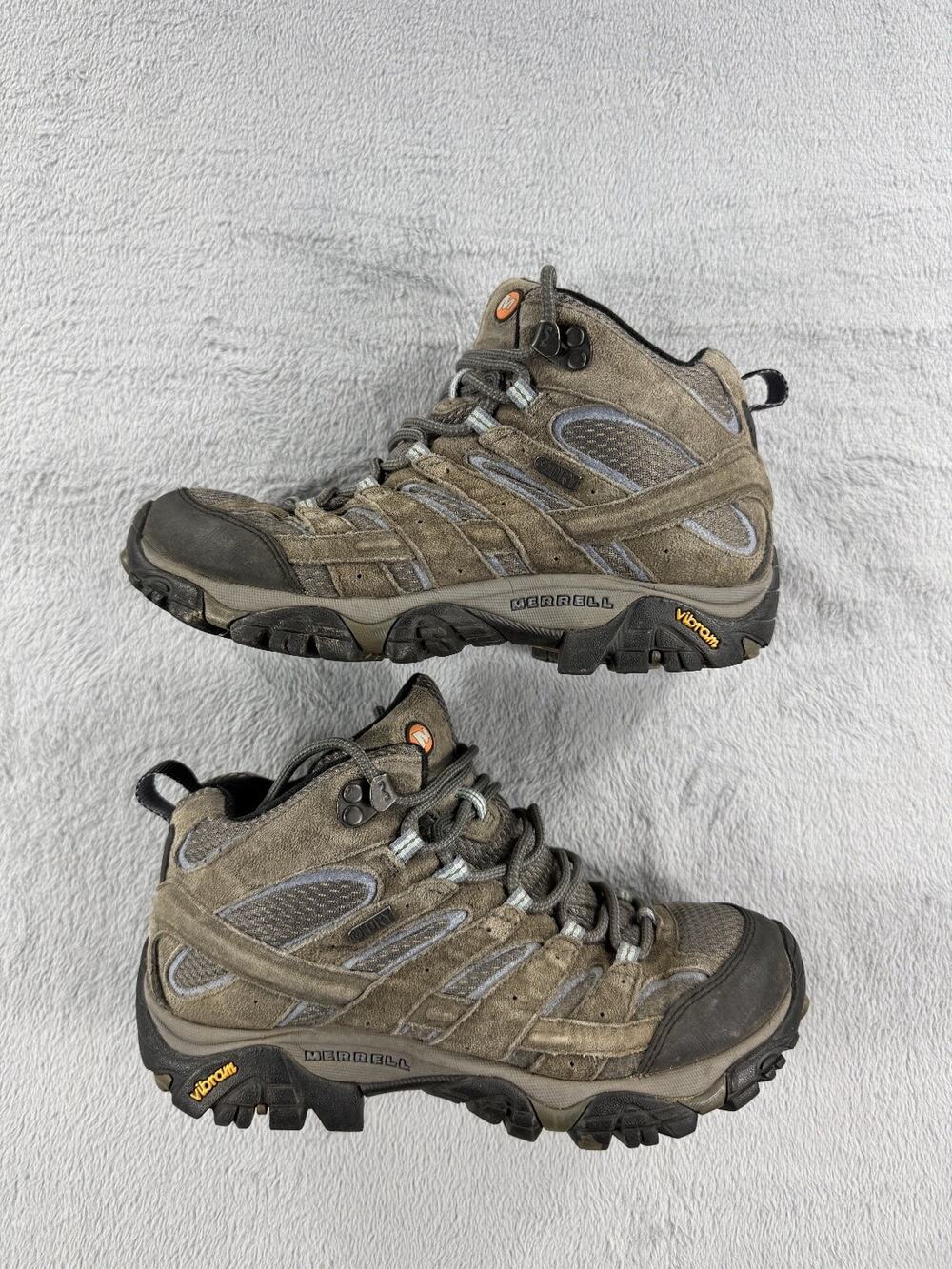 Merrell Moab 2 Mid Waterproof Hiking Boots Womens 7.5 Brown Vibram Outdoor